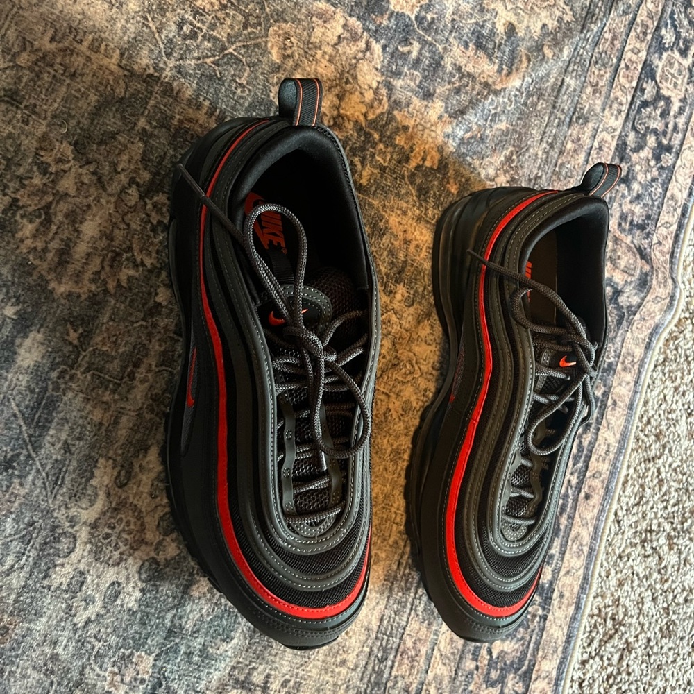 Nike AirMax 97 Sneakers in Black and Picante Red